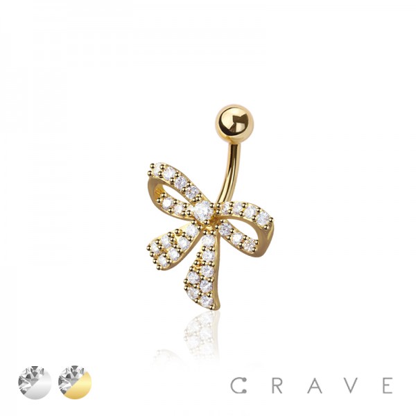 316L SURGICAL STEEL MULTI CZ RIBBON NON DANGLE BELLY BUTTON NAVEL RING 